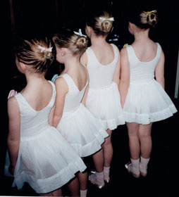 Group of primary aged ballet dancers 